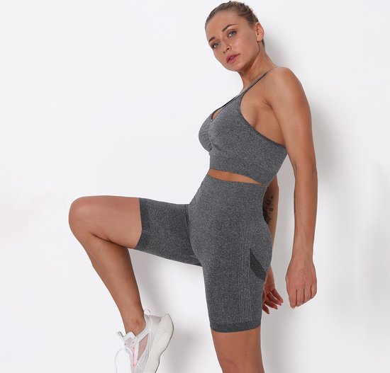 BH de Sport sans armatures - Taille S - Grijs - BH de Sport Extra confortable - soutien-gorge de sport femme - amortisseur - sans couture - haut de sport