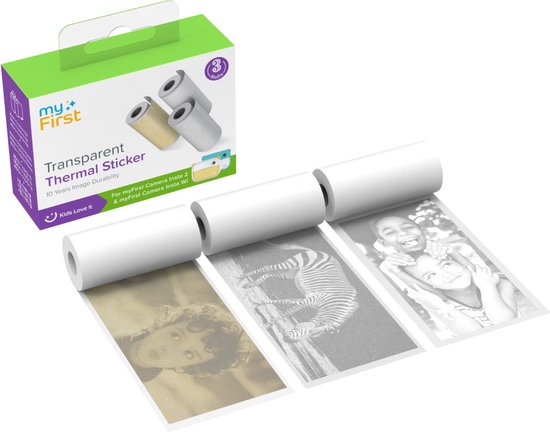 Navulling myFirst Camera Insta 2 en myFirst Camera Insta Wi - Label printerrol - Thermal Stickerpapier - Transparant, goud & zilver