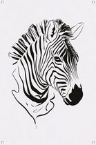 Zebra poster - Dieren poster - Tuinposter Lijntekening - Buiten - Posters tuin - Tuindecoratie muurdecoratie tuinposter 70x105 cm