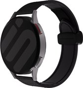Strap-it Smartwatch bandje 22mm - PU leren magnetisch bandje met d-buckle geschikt voor Samsung Galaxy Watch 1 46mm / Watch 3 45mm / Gear S3 - Polar Vantage M / Grit X - Huawei GT 1/2/3/4 46mm - zwart