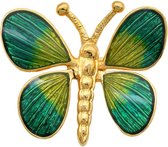 Grossé Broche - Broches Dames - Golden Age - Vintage - Goudkleurig - Groen / Blauw Emaillen - Verguld - 32x29 mm - GJ30183