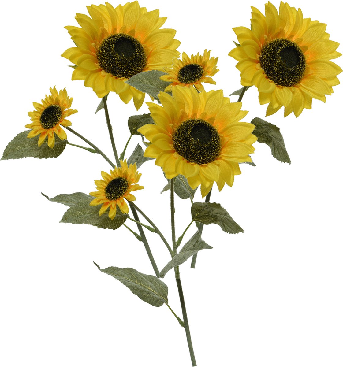 Bellatio Flowers & Plants Bellatio Design Kunstbloem Zonnebloem tak - 3x - 72 cm - geel - kunst zijdebloem - decoratie bloemen