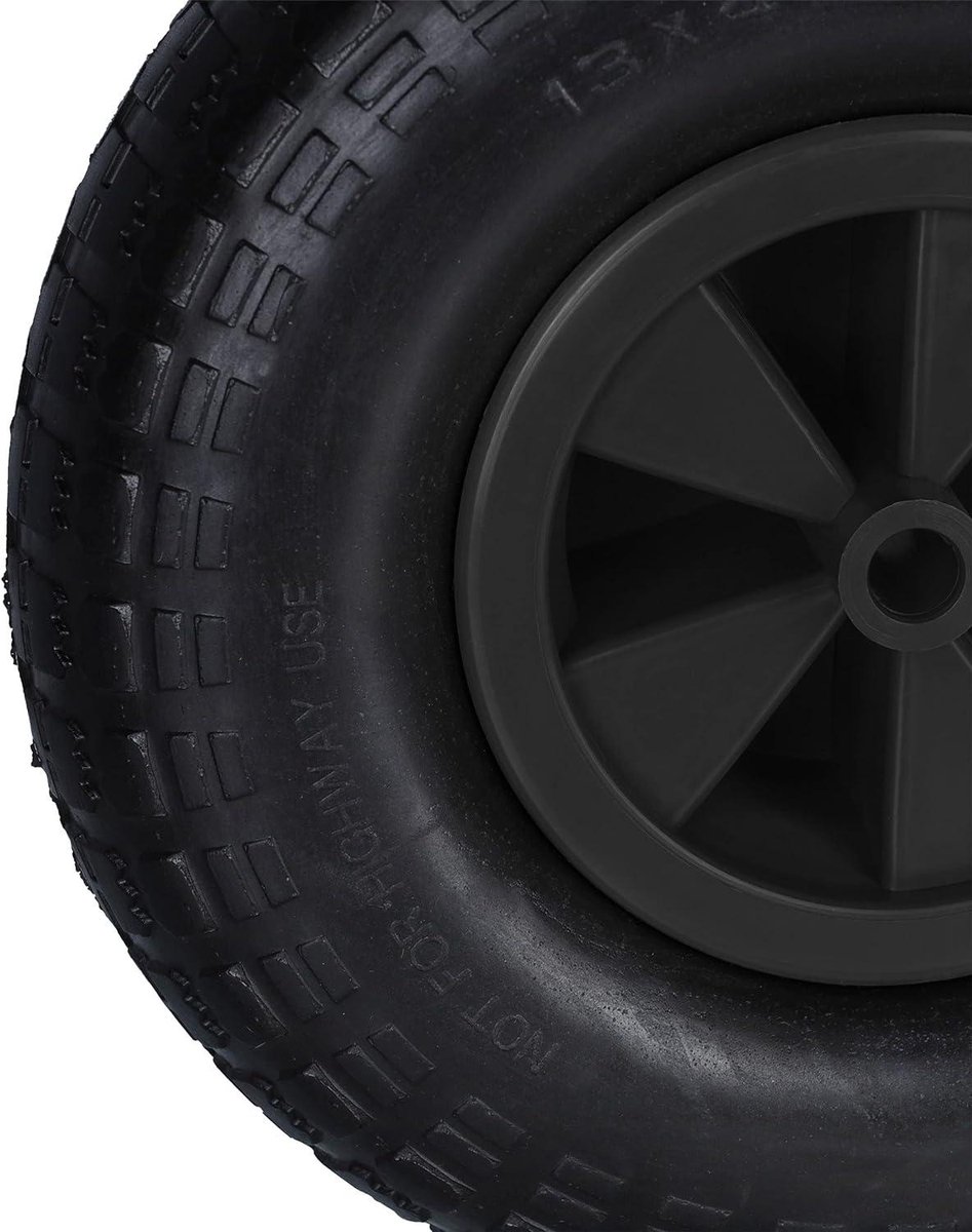 Kruiwagenwiel 4.00-6 Rubberen Band Kunststof Velg Lekvrij 100 kg Zwart Reserve Kruiwagen