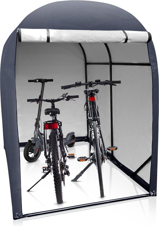 Fietsgarage 220 X 150 X 185 Cm - Vrijstaande Tuinschuur Voor 3-4 Fietsen - Zwarte Opslagtent