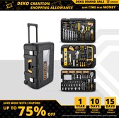 Deko gereedschapskoffer 3laags - gereedschapset - 258 delige toolbox - rolkoffer - zwart geel