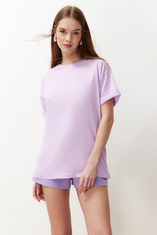 Trendyol TWOSS20TS0134 Volwassenen Vrouwen T-shirt Single - Lila - XL