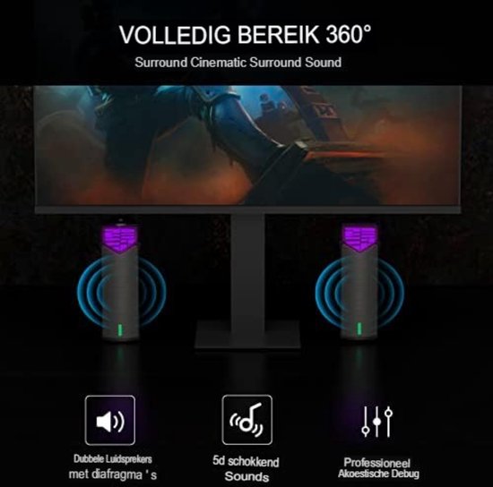 Soundbar pc - Pc soundbar - Computer soundbar - Soundbar computer - 5 x 10 x 5 cm - Zwart — afbeelding 3