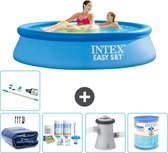 Intex Rond Opblaasbaar Easy Set Zwembad - 244 x 61 cm - Blauw - Inclusief Solarzeil - Onderhoudspakket - Zwembadfilterpomp - Filter - Stofzuiger