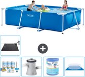 Intex Rechthoekig Frame Zwembad - 300 x 200 x 75 cm - Blauw - Inclusief Onderhoudspakket - Zwembadfilterpomp - Filter - Grondzeil - Solar Mat
