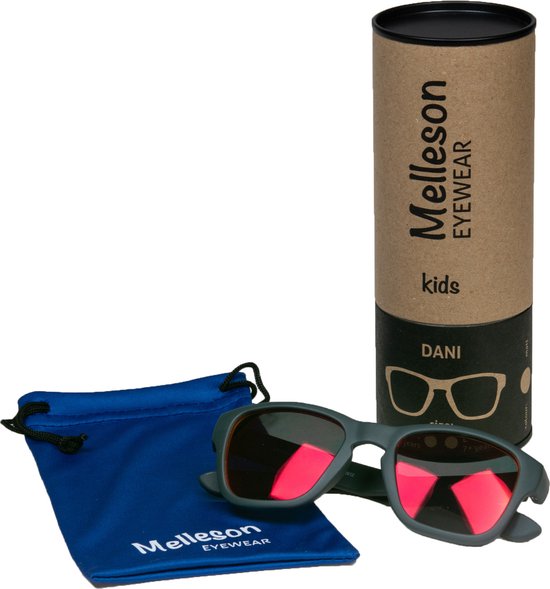 Melleson Eyewear - Kinderzonnebril Dani 7+ jaar - maat L - Donkergrijs met zwart/rode revo coating glazen van Melleson Eyewear — afbeelding 5