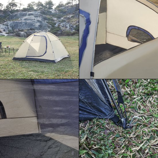 Tent Bergeijk 213x213x130 cm blauw en beige — afbeelding 2