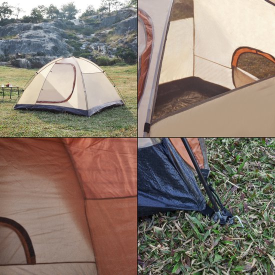 Tent Bergeijk 213x213x130 cm roestbruin en beige — afbeelding 3