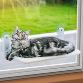 Kattenhangmat voor katten 54 x 30 cm, inklapbaar kattenbed raam met stabiele zuignappen tot 18 kg, wit