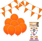 Oranje Versiering Oranje Slingers Vlaggenlijn Oranje Ballonnen EK WK Koningsdag Oranje Feestartikelen 54 Stuks Pakket