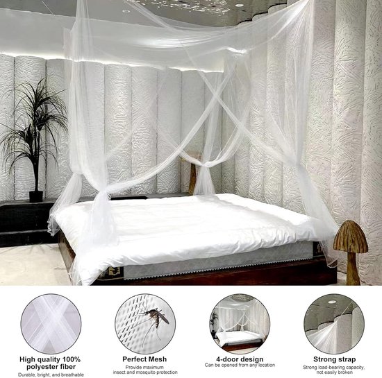 Klamboe bed, groot muggennet, klamboe voor tweepersoonsbed