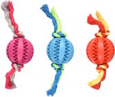 Flamingo - Flamingo Waylen Dental - Speelgoed Honden - Rubber Dental Bal Met Koord Ass 7cm - 1st - 1pce
