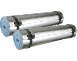 Haushalt Kampeermat - 2x - met aluminiumfolie 180 x 50 x 0,6 cm - isolatiemat - survivallen