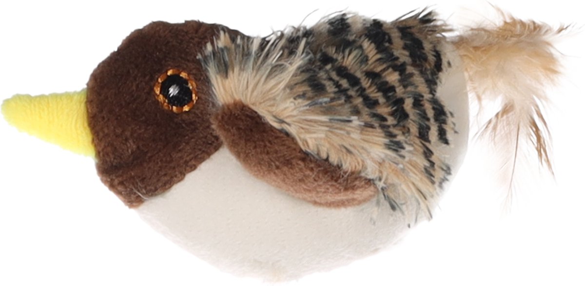 Flamingo Zinga - Speelgoed Katten - Ps Zinga Vogel Bruin 10x13x4,5cm - 1st - 137721 - 1st