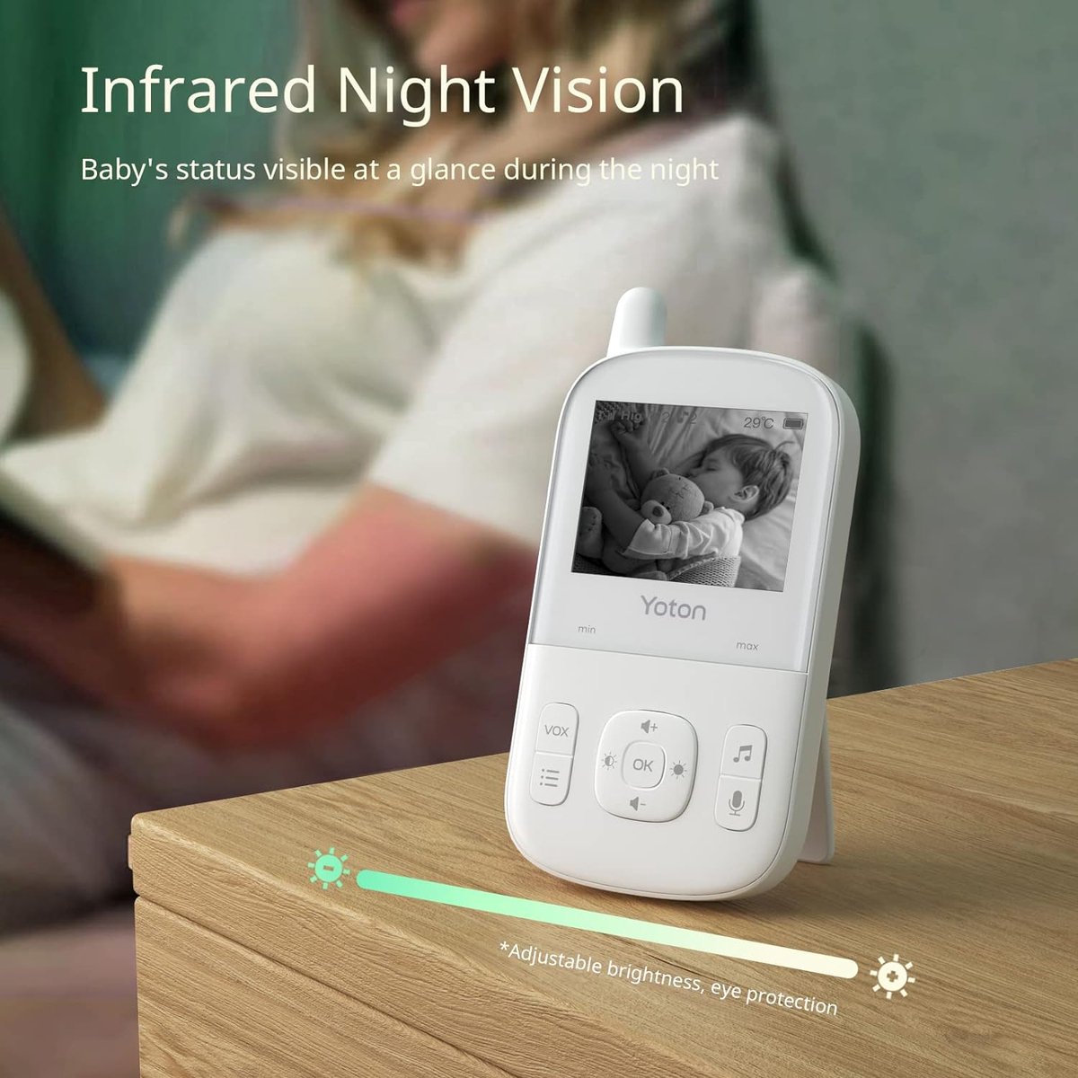 YOTON YB04 Babyfoon met Camera 2,7" en Infrarood Nachtzicht - afbeelding 2