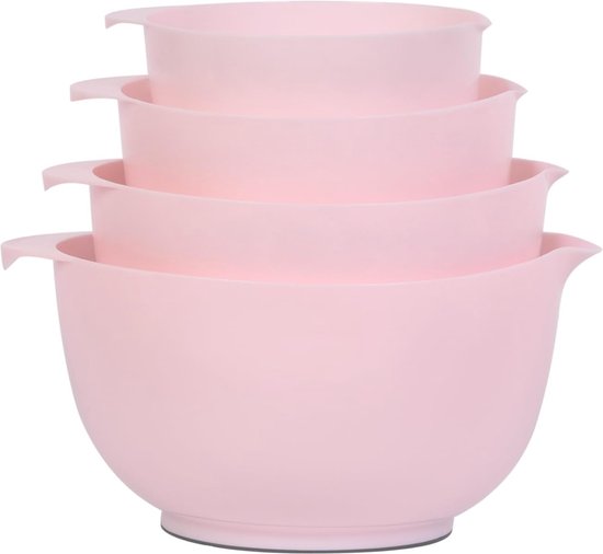 Mengkomset Kunststof slakom Antislip stapelbare serveerschalen voor keuken 4-delige mengkomset (roze)