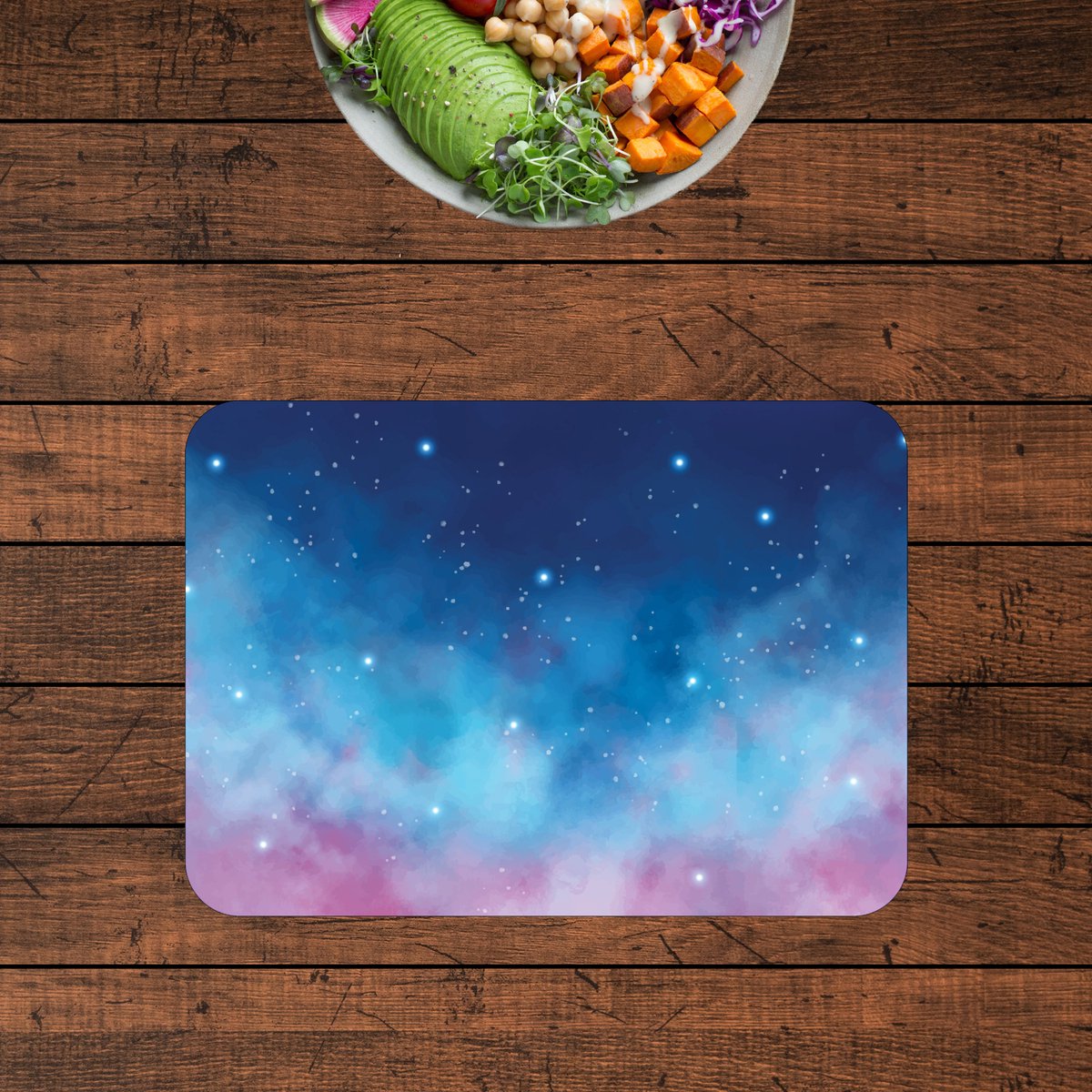 Luxe Placemat - Blauw met Paarse Galaxy - Set van 1 Placemats - 35x25 cm - 2 mm dik Vinyl - Anti Slip - Afneembaar — cadeau in Cadeau-ideeën - foto 5