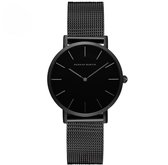 Bol.com Hannah Martin Elegante Horloge | Zwart | Zwarte Wijzerplaat | Borasi | Dames Horloges | Vrouwen Horloges | Best Verkocht... aanbieding