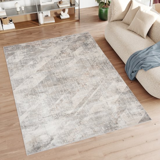 Tapiso Feyruz Vloerkleed Creme Woonkamer Laagpolig Abstract Tapijt Maat- 140x200