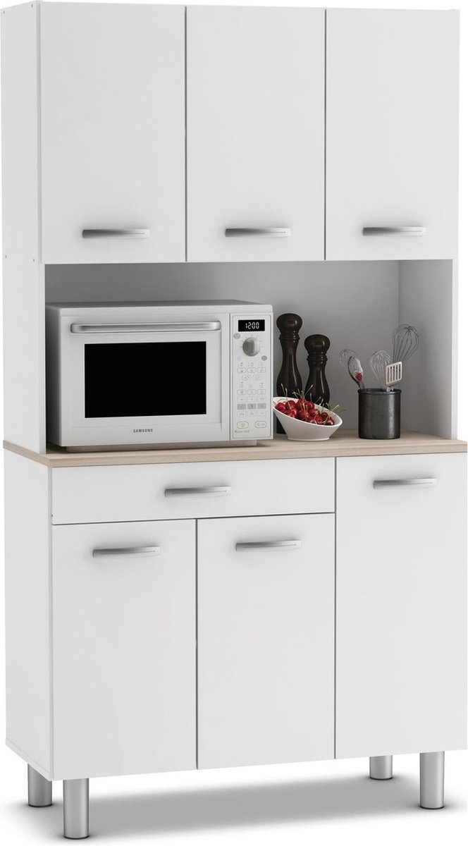 Keukenkast Pasta 185 cm hoog wit