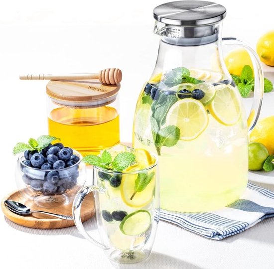 Set van 2 dubbelwandige thermobierglazen (2 glazen!) van borosilicaatglas, inhoud 350 ml, omgekeerde bierfles, thermoglas, extra groot