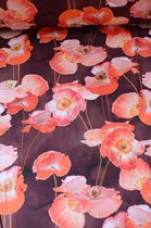 Tricot bordeaux met rode bloemen 1 meter - modestoffen voor naaien - stoffen Stoffenboetiek