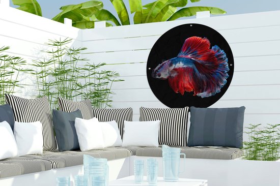 Garden Circle Fish - Staart - Zwart - 60x60 cm - Affiche de Jardin Ronde - Extérieur