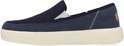 Mocassin décontracté bleu marine avec tige en textile et semelle mouchetée.
