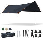 Tarp, waterdicht tentzeil, 3 x 4,6 m met steunpaal, haringen en nylon koord, ultralicht multifunctioneel UV-beschermingszeil, geschikt voor tenten, buiten