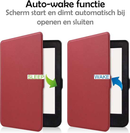 Hoesje Geschikt voor Kobo Nia Hoes Bescherm Hoesje Case Sleep Cover Met Screenprotector - Hoes Geschikt voor Kobo Nia Hoesje - Donkerrood van Merkloos — afbeelding 5