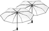 2X Transparent Umbrella Automatic Umbrella Rain Women Men Auto Umbrella Compact Folding Windproof Style met Duurzame Materialen umbrella
