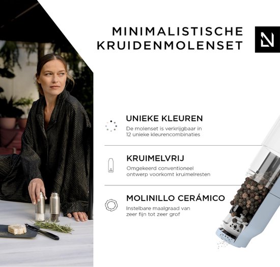 LARS NYSM Zout- en pepermolenset in roestvrij staal met instelbare keramische molen 2 stuks I Design kruidenmolenset handleiding (Almond Beige LARS NYSM Zout- en pepermolenset in roestvrij staal met instelbare keramische molen 2 stuks I Design kruidenmolenset handleiding (Almond Beige