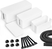 Kabelbox set van 3 witte kabelboxen - kabelmanagement organizer met kabelhouder Kabel organiser