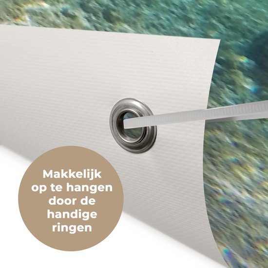 Tuinposter 120x80 cm - Tuindecoratie Strand - Vissen - Tropisch - Poster voor in de tuin - Buiten decoratie - Schutting tuinschilderij - Tuindoek muurdecoratie - Wanddecoratie balkondoek