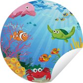 Tuincirkel Kinderen - Dieren - Zee - 120x120 cm - Ronde Tuinposter - Buiten XXL / Groot formaat!