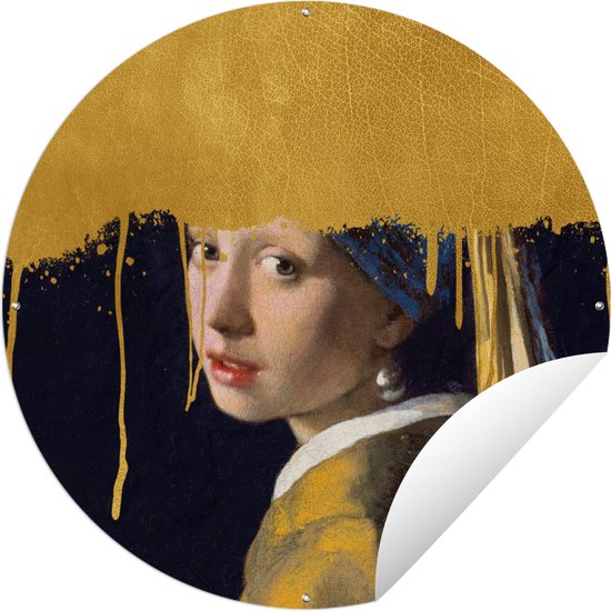 Garden Circle Girl with a Pearl Earring - Or - Vermeer - 150x150 cm - Affiche Ronde de Jardin - Extérieur
