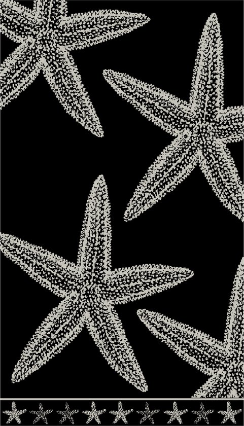 Textile noir avec étoiles de mer grises.