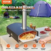PrimePicks® - Pizza Oven - Draagbare Pizza Oven - Houtgestookt - Food Grade RVS - Draagbaar - Pizzaovens - 30 cm Pizza - Pizza Oven Buiten - 540℃ - 90 Sec Baktijd - Zwart