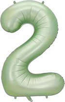 LUQ - Cijfer Ballonnen - Cijfer Ballon 2 Jaar Mint Groen XL Groot - Helium Verjaardag Versiering Feestversiering Folieballon