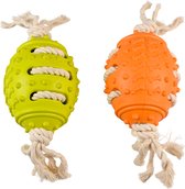 Duvoplus - Speelgoed Voor Dieren - Hond - Eco Rubber Rugby Bal Bamboe/rijst + Katoen 28x9,3x9,3cm Gemengde Kleuren - 1st