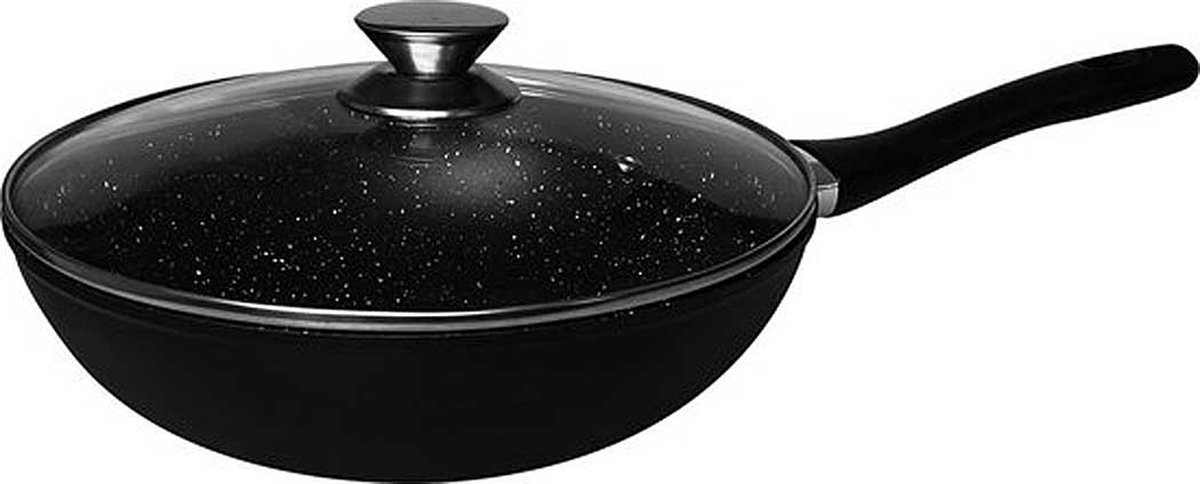 Cheffinger Wokpan met Deksel 28cm - Zwart