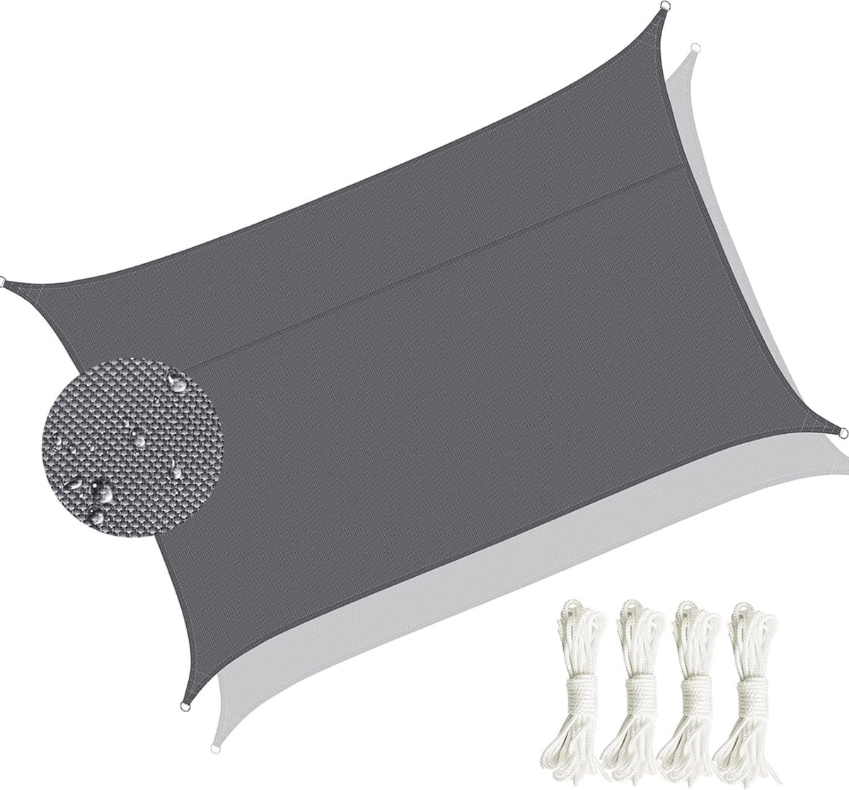 Zonnezeil, rechthoekig, waterdicht, scheurvast, waterdicht, zonnezeil, zonwering met uv-bescherming, voor tuin, terras, camping, paviljoen (ectangle 3 x 3 m)