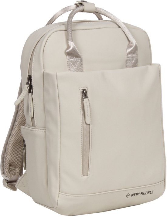 New Rebels Unisex Harper Miami Rugzak - 9L waterdichte rugzak 13 inch laptopvak - Waterafstotende ritssluiting - ideaal voor werk & school - Beige