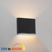 Ledmatters - Wandlamp Zwart - Up & Down - Dimbaar - 5 watt - 510 Lumen - 1800-3000 Kelvin - Dim to Warm - IP65 Buitenverlichting