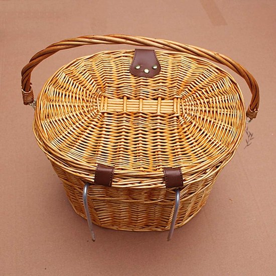Basil Dijon fietsmand met deksel: luxe rotan mand voor transportfietsen Basil Dijon fietsmand met deksel: luxe rotan mand voor transportfietsen