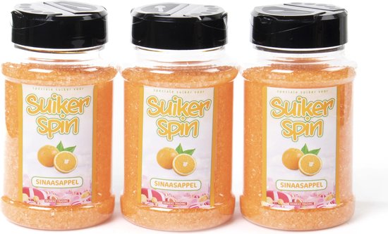 Accessoire voor suikerspinmachine - Suikerspinsuiker sinaasappel - 3 x pot á 400 gram — afbeelding 4